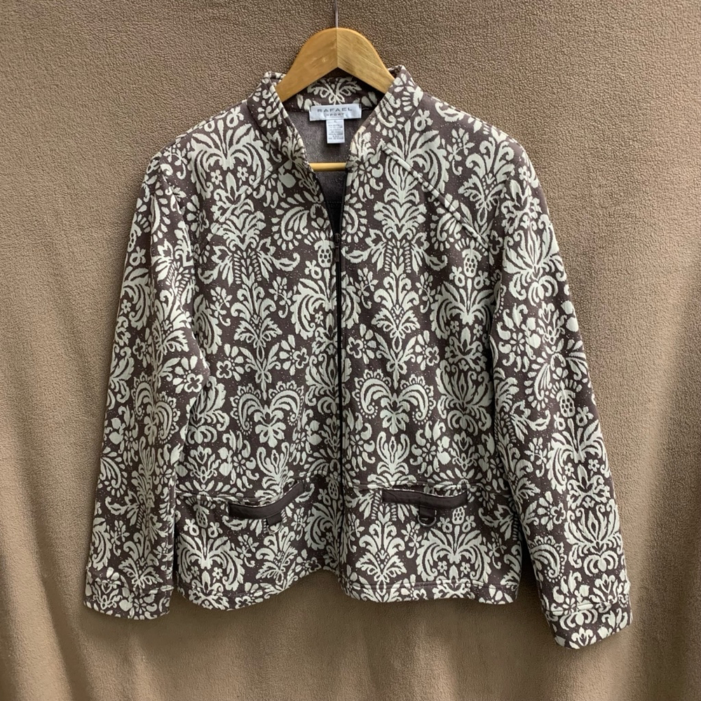 B18-Women's Rafael Sport Jacket, XL, Brown and White Y2K Vintage